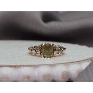 14k YG Natural Fancy Yellow Diamond Ring 1.59 Ct Elongated Cushion SI1 IGL